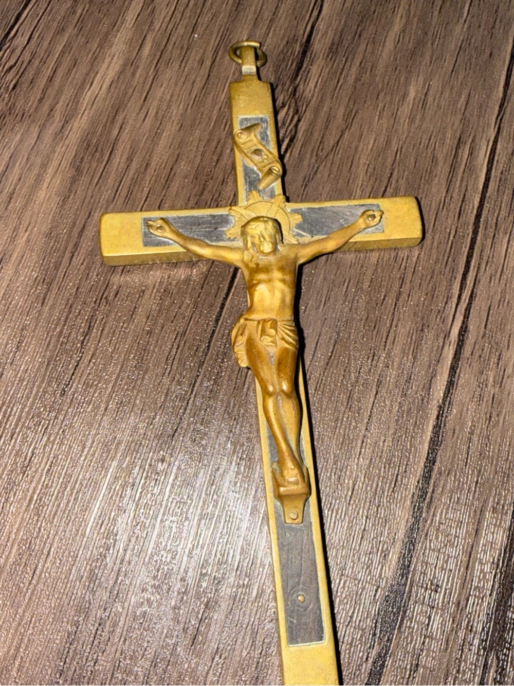 Germany cross vintage crucifix brass wood